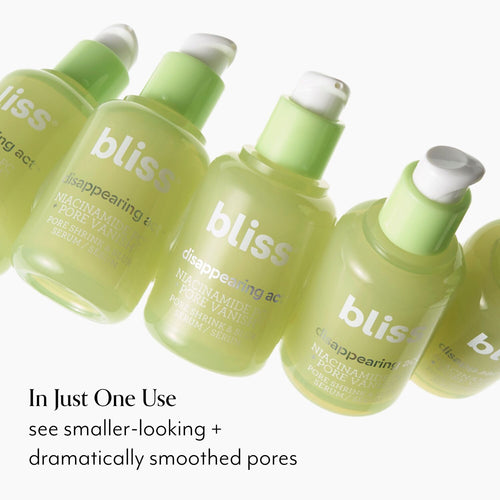 Bliss Disappearing Act Serum in just one use see smaller-looking + dramatically smoothed pores